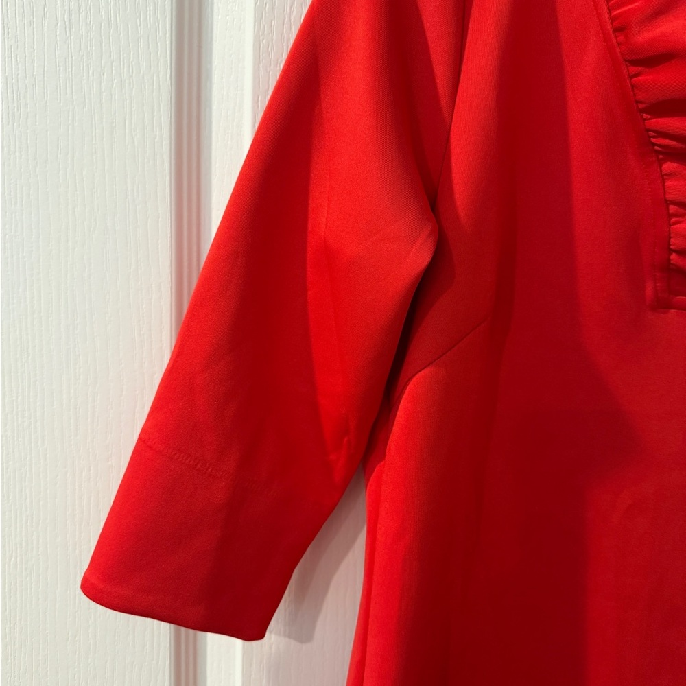 Gretchen Scott Ruffneck Dress Crimson M - Picture 4 of 12